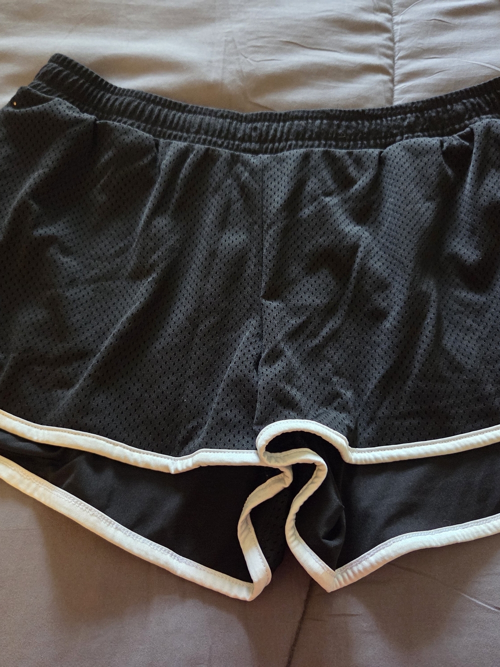 Old Navy Black Mesh Athletic Shorts with White Trim